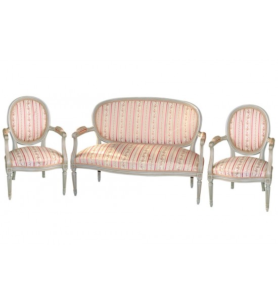 4 Chairs & French Settee/Sofa