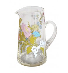 Glass Floral Printed Pitcher
